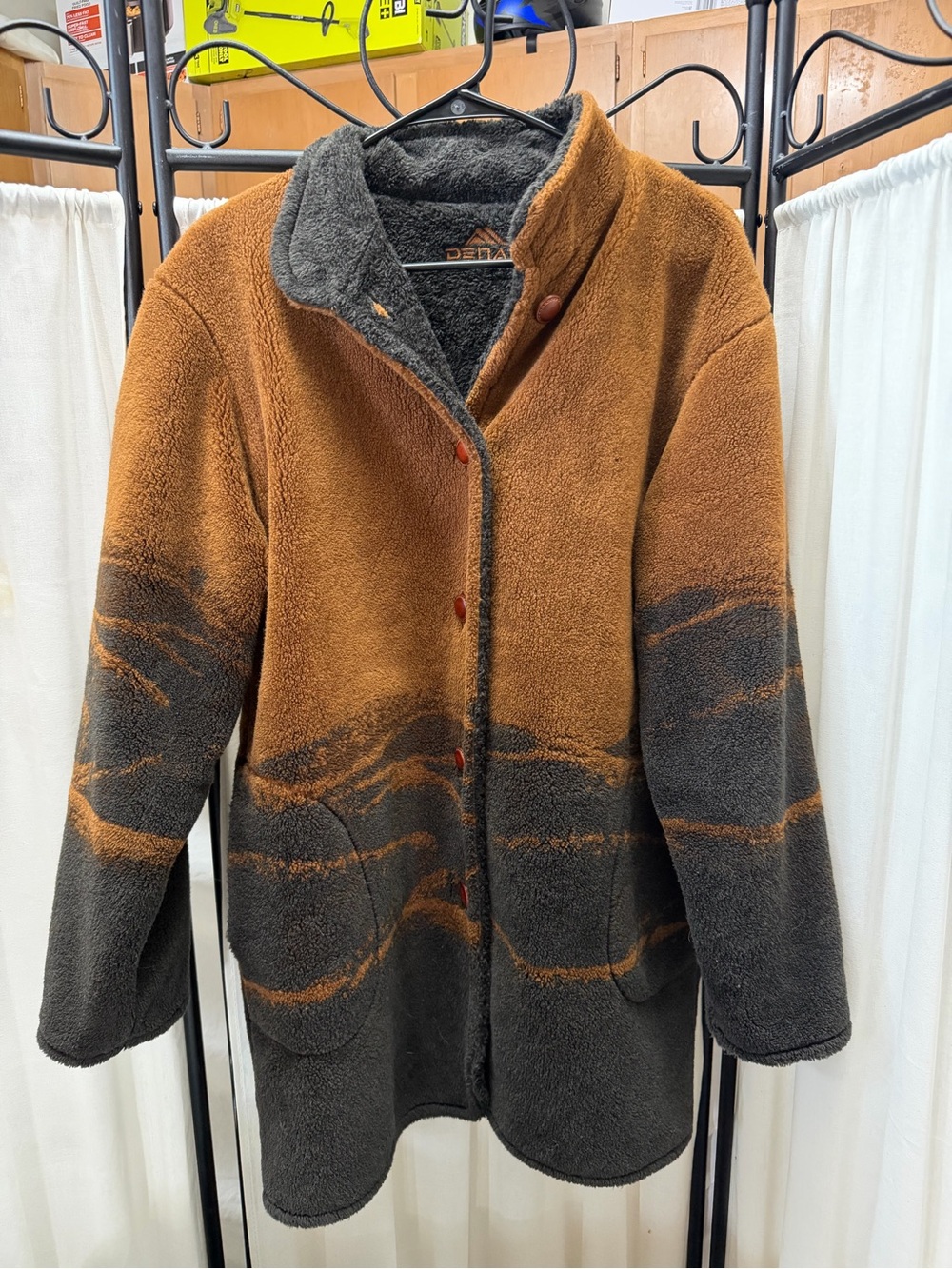Vintage Denali Reversible Heavyweight Fleece Coat Mountain Landscape